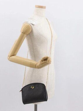 Christian Dior Honeycomb Canvas Shoulder Bag PVC Gray Gold Auth 163916